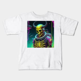 Square Format Skull Spaceman Vaporwave Kids T-Shirt